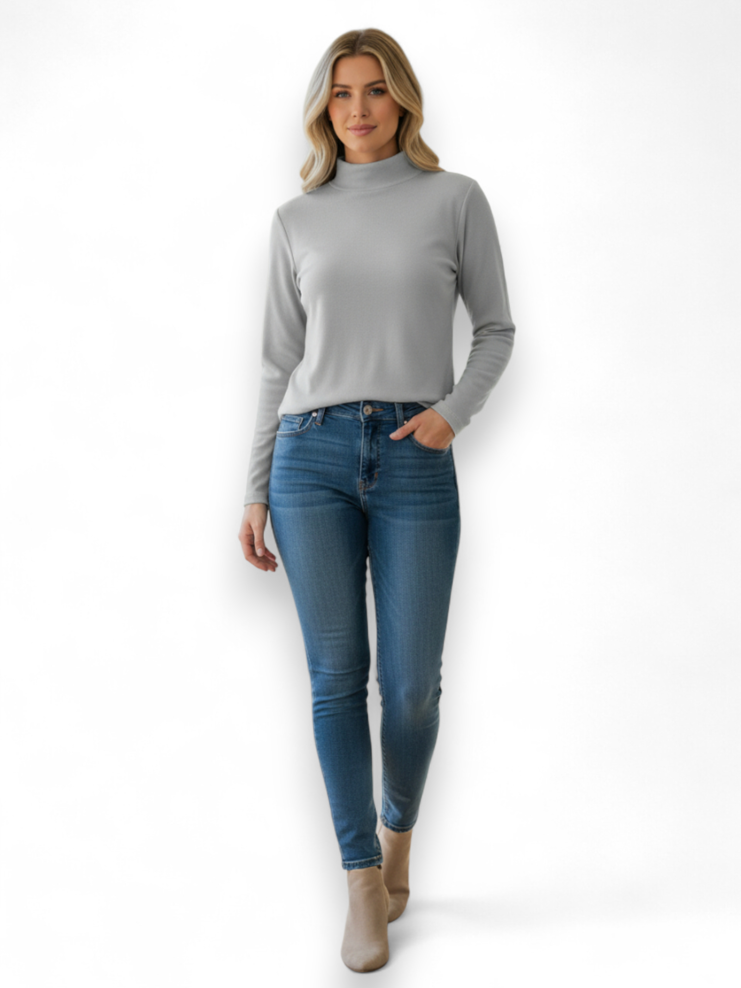 BLUSA CUELLO ALTO TEJIDO DE PUNTO