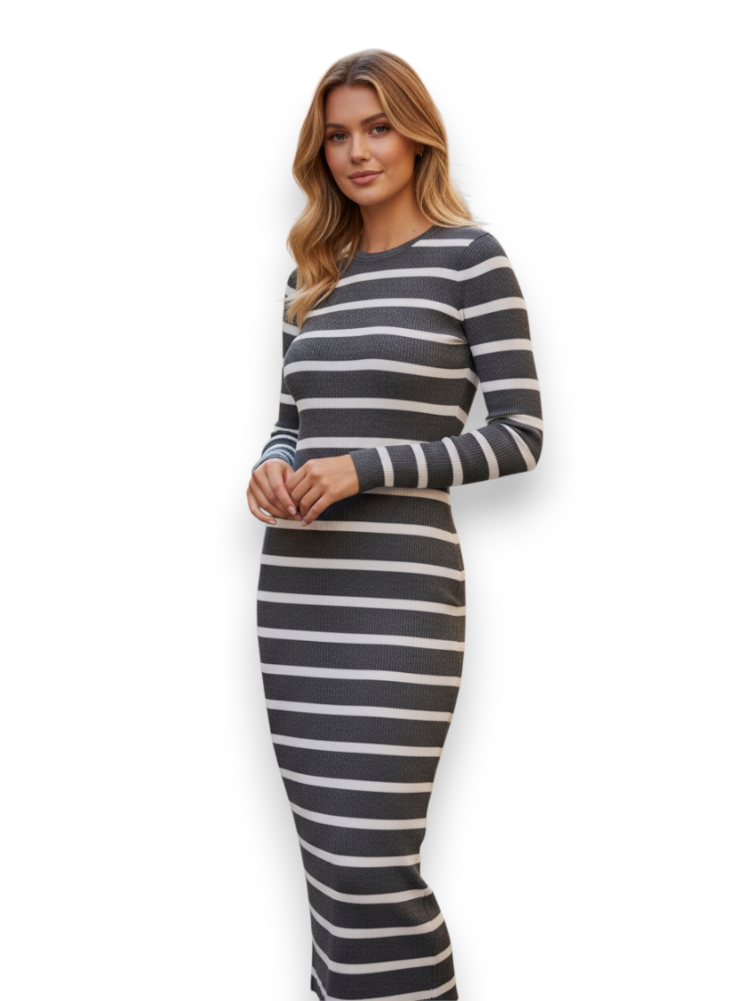 VESTIDO RAYADO DE TEJIDO DE PUNTO