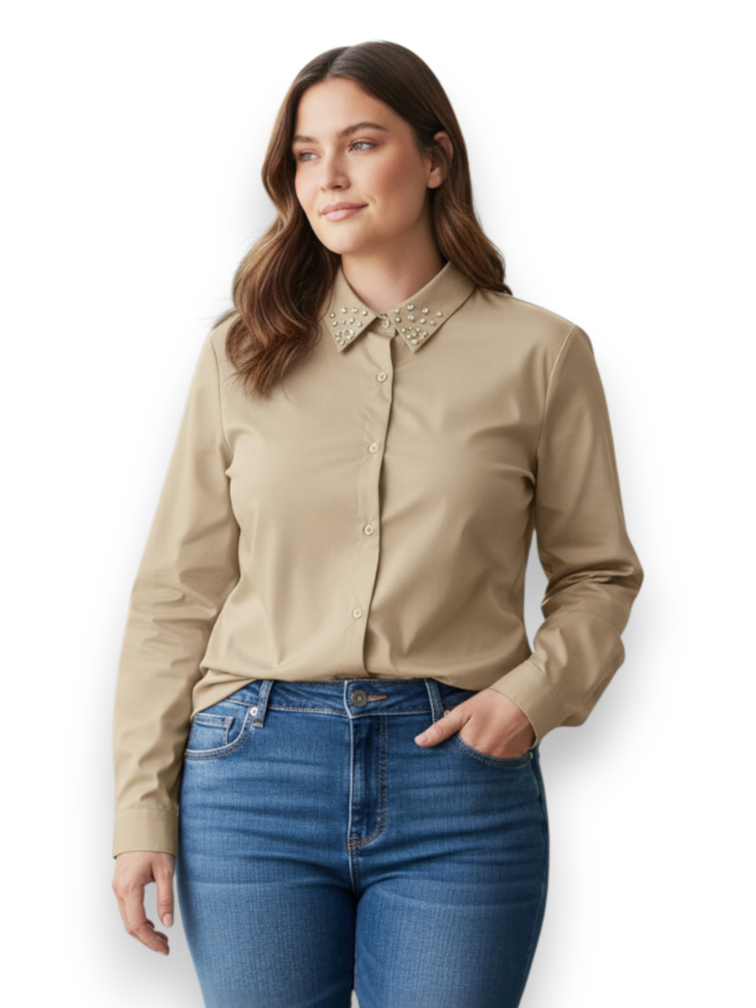 Camisa con pedrería en puño