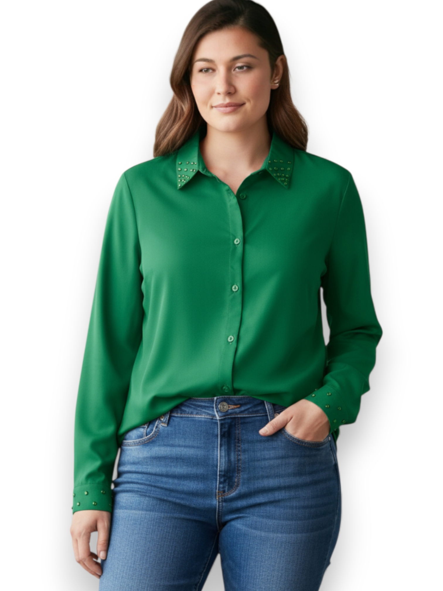 Camisa con pedrería en puño