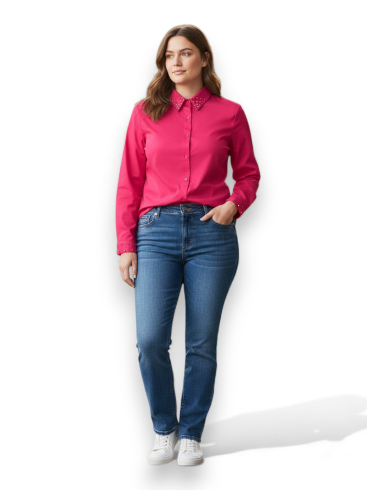 Camisa con pedrería en puño